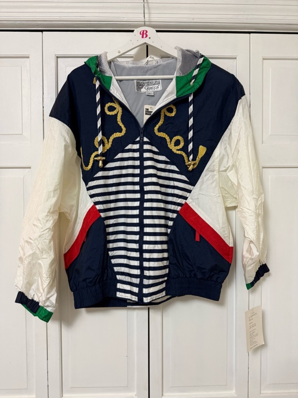 NWT VTG 80s Giacca Sport Womens Windbreaker Jacket Small Oversized Parachute